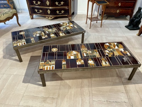 Roger Capron (1922-2006)  - Paire de tables basses "Le village"  - Antiquités Paul Azzopardi
