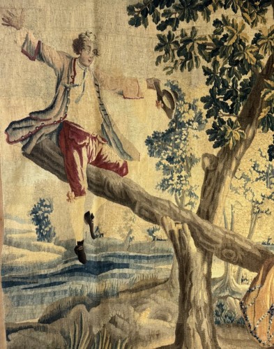 Tapisserie "La Bascule" - Manufacture Royale d'Aubusson 18e - Tapisserie & Tapis Style Louis XVI