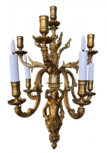 Paire de grandes appliques en bronze 19e