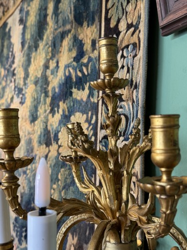 Paire de grandes appliques en bronze 19e - 