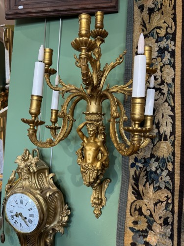  - Paire de grandes appliques en bronze 19e