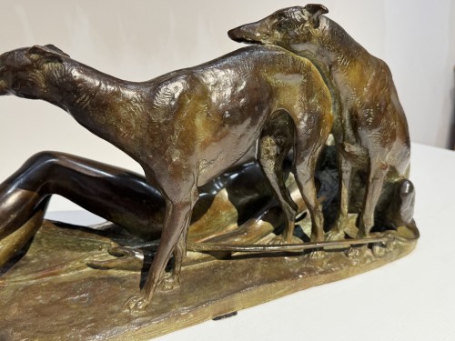 Diane Chasseresse et ses lévriers - Ary Bitter fonderie Susse Frères - Sculpture Style Art nouveau