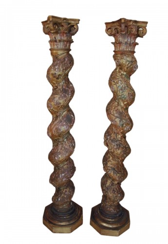 Pair of late 17th century wooden columns