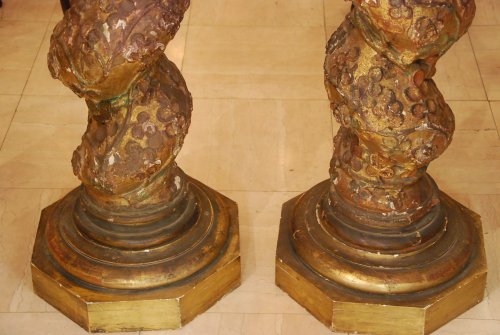 Pair of late 17th century wooden columns - Decorative Objects Style Louis XIV