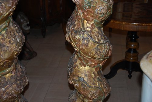 Antiquités - Pair of late 17th century wooden columns