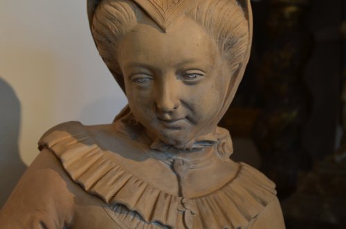 Paire de statues en terre cuite début XIXe siècle - Directoire