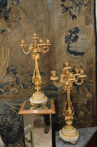 Paire de candélabres en bronze doré - Luminaires Style Napoléon III