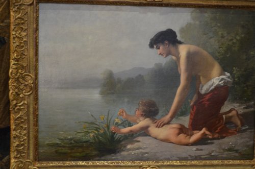Napoléon III - Régnier (1835- 1909) - Femme et enfant au bord d'un étang