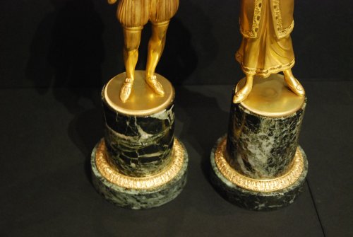 Paire de statues en bronze doré d'époque Empire - Antiquités Paul Azzopardi