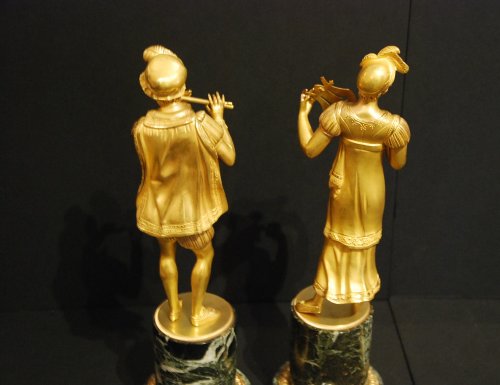 Empire - Paire de statues en bronze doré d'époque Empire