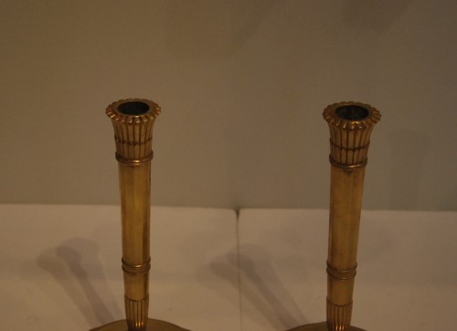 Empire - Deux paires de bougeoirs en bronze attribués à claude Galle