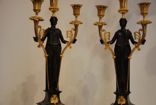 Paire de candélabres d'époque Empire - Luminaires Style Empire