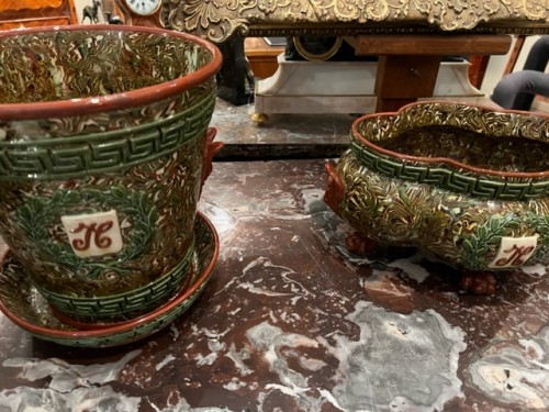 Céramiques, Porcelaines  - Garniture 5 pièces en faïence de la Manufacture de Pichon (uzès)