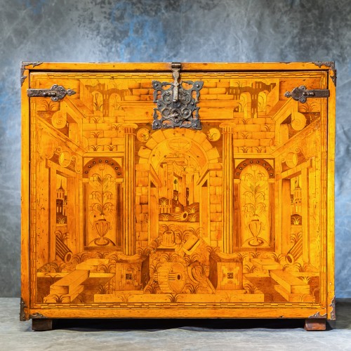 16th century Cabinet with architecture and wild herbs - Furniture Style Renaissance