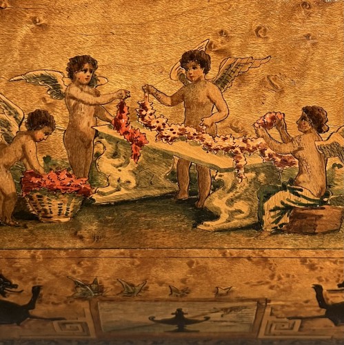 Furniture  - Sorrento Marquetry Box Italy Decor Pompeian Style 19th Century