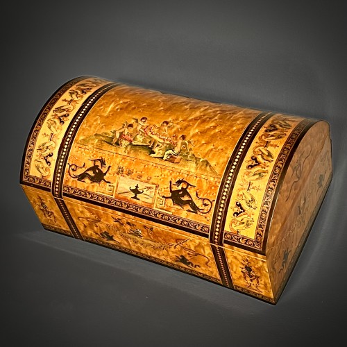 Antiquités - Sorrento Marquetry Box Italy Decor Pompeian Style 19th Century