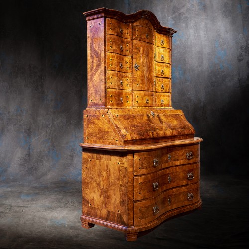 18th century walnut inlaid scriban cabinet - 