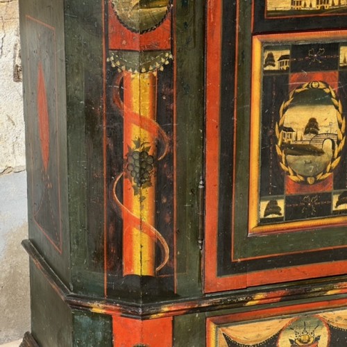 Armoire polychrome Art populaire datée 1827 - Restauration - Charles X