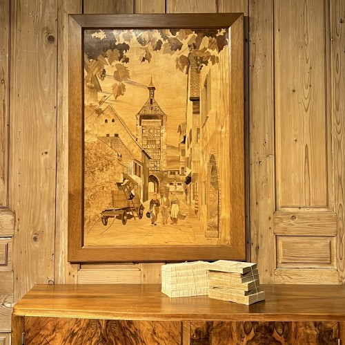Curiosities  - Large Alsace Harvest Marquetry Work from Spindler