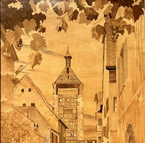 Large Alsace Harvest Marquetry Work from Spindler - 