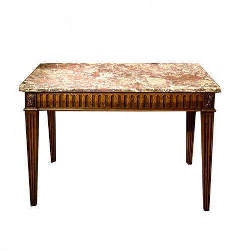 Table console du 18e siècle en noyer et marbbre 