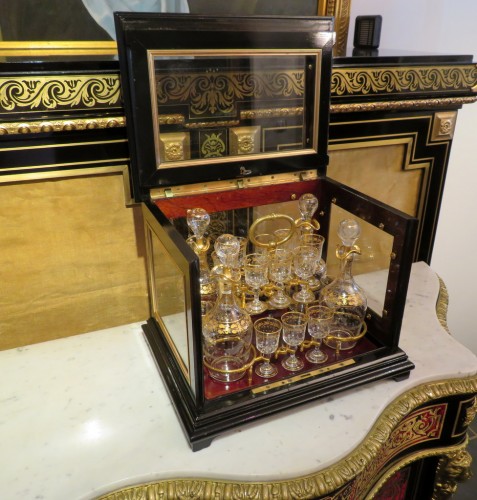 Objet de décoration Cave à liqueur - Cave à liqueur noire et bronze d'époque Napoléon III