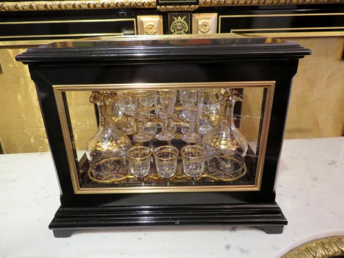 19th century - Golden crystal Tantalus Box Black and Bronze Napoleon III period 19th