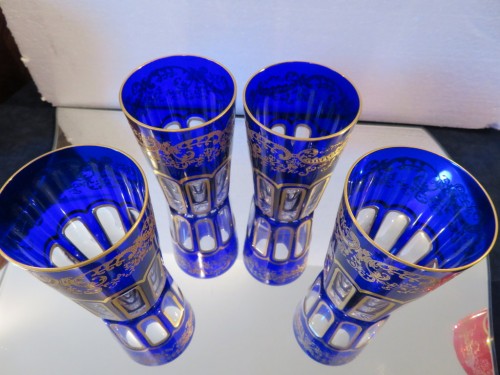12 gobelets à thé en cristal de saint louis modèle Rabat or - Art nouveau
