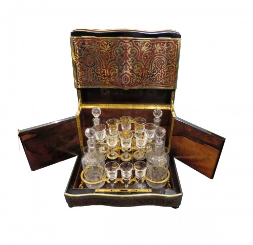 Cave à liqueur en marqueterie Boulle d'époque Napoléon III