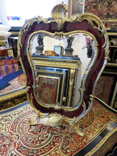 Miroir Napoléon III avec cadre en marqueterie Boulle - Miroirs, Trumeaux Style Napoléon III