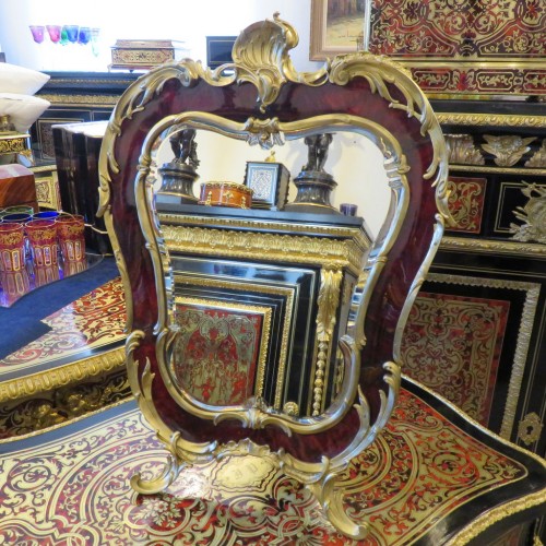 Miroir Napoléon III avec cadre en marqueterie Boulle - Antiquités Biau