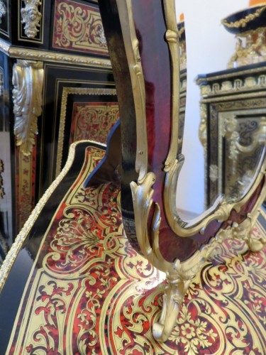 19th century - Napoléon III Mirror with frame in Boulle marquetry