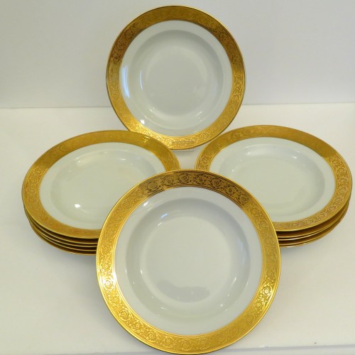 Haviland - set plate with in Limoges Thistle model - Porcelain & Faience Style Art nouveau