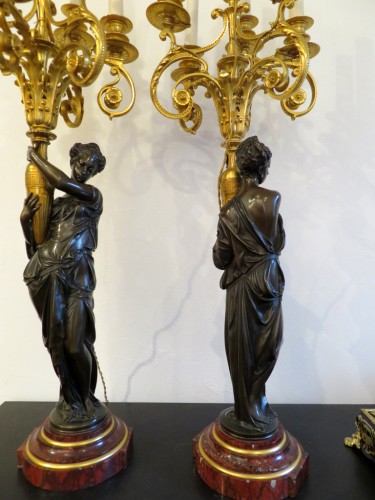 Paire de candélabres en bronze Diane de Gabies, époque Napoléon III - Napoléon III