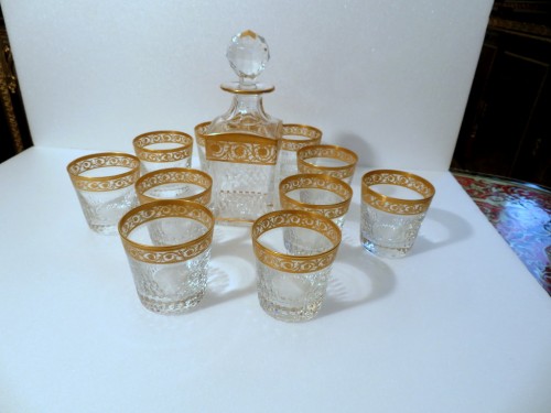 whiskey set in crystal of saint louis thistle gold model stamped - Glass & Crystal Style Napoléon III