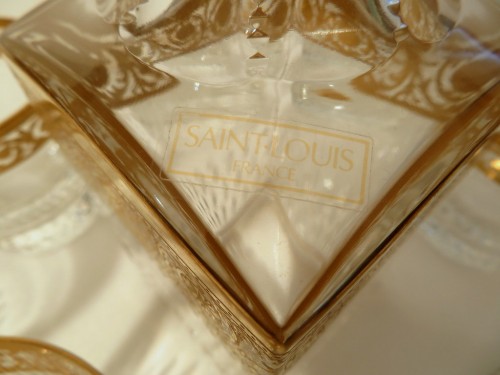 Verrerie, Cristallerie  - Service à whisky en cristal de saint louis modèle thistle or signé