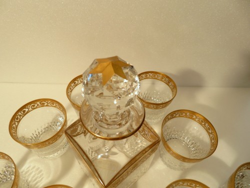 Napoléon III - Service à whisky en cristal de saint louis modèle thistle or signé