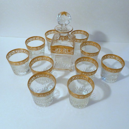 Antiquités - whiskey set in crystal of saint louis thistle gold model stamped