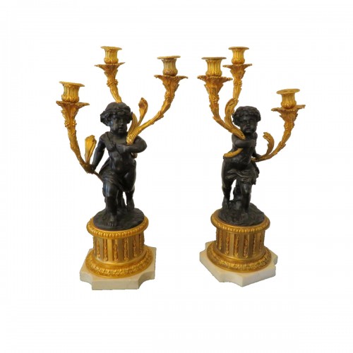 Pair of  Candelabra in bronze Clodion XXe