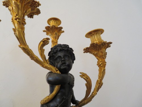 Paire de candélabres en bronze doré début XXe - Antiquités Biau