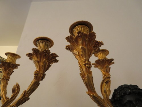 XIXe siècle - Paire de candélabres en bronze doré début XXe