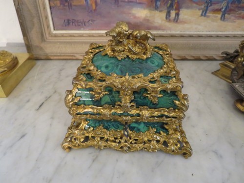 Alphonse Giroux - Box in Malachite and bronze marquetry 19th Napoleon III per - Objects of Vertu Style Napoléon III