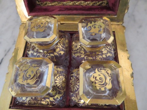 Antiquités - Alphonse Giroux - Box in Malachite and bronze marquetry 19th Napoleon III per