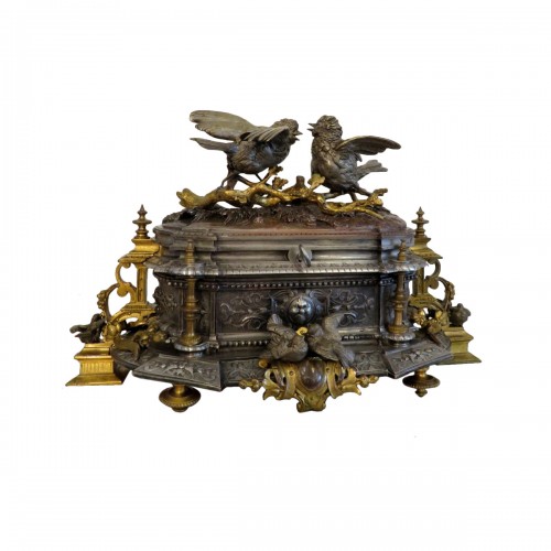 Jules Moigniez (1835-1894) - Boite en bronze doré et argenté d'époque Napoléon III