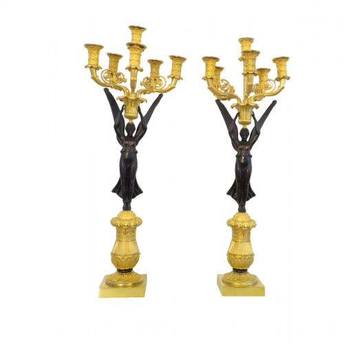 Pair of Cadelabra in gilded bronze 19th dentury