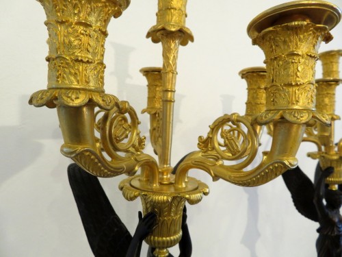 Luminaires Bougeoirs et Chandeliers - Paire de candelabre en bronze doré Empire