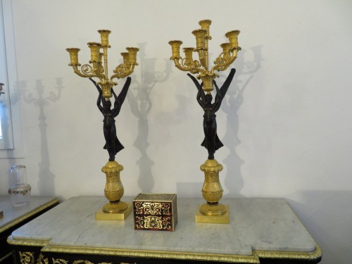 Pair of Cadelabra in gilded bronze 19th dentury - Empire