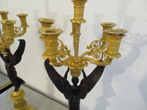 Empire - Pair of Cadelabra in gilded bronze 19th dentury