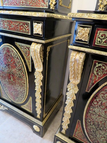 Pair of Cabinet in Boulle marquetry 19th Napoleon III period - Furniture Style Napoléon III