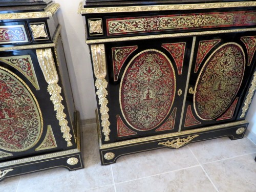 Antiquités - Pair of Cabinet in Boulle marquetry 19th Napoleon III period